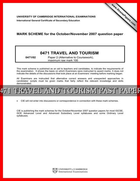 travel and tourism igcse past papers