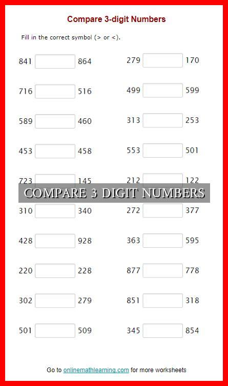 COMPARE 3 DIGIT NUMBERS