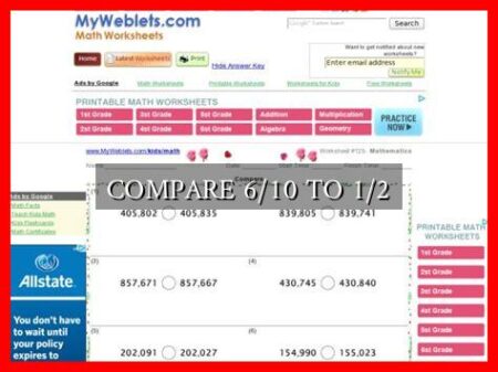 COMPARE 6/10 TO 1/2