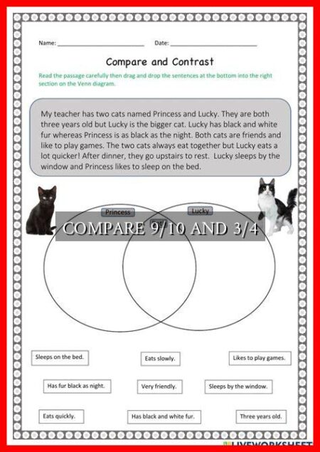 COMPARE 9/10 AND 3/4 COMPARE 9/10 AND 3/4