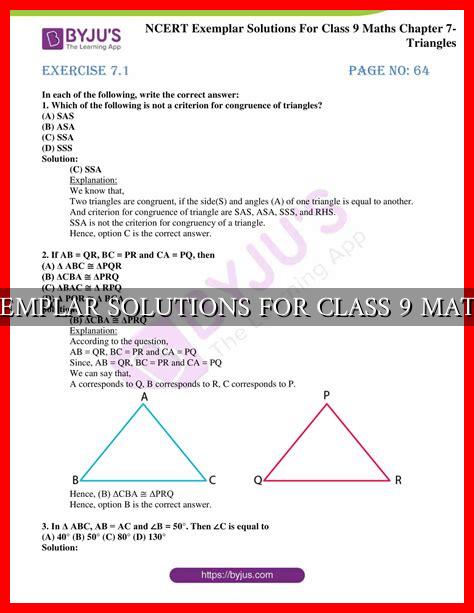 EXEMPLAR SOLUTIONS FOR CLASS 9 MATHS - Wadaef