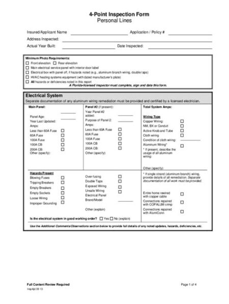Florida 4 point inspection form