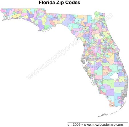 Florida zip code map
