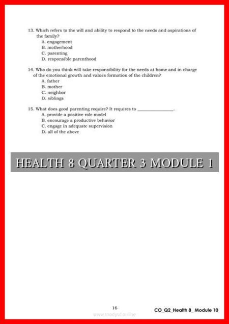 HEALTH 8 QUARTER 3 MODULE 1 HEALTH 8 QUARTER 3 MODULE 1