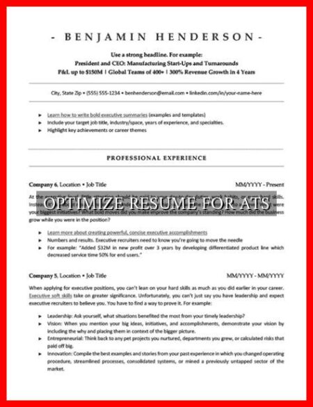 OPTIMIZE RESUME FOR ATS