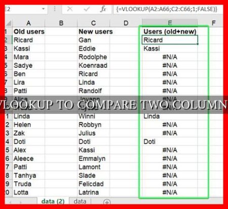 VLOOKUP TO COMPARE TWO COLUMNS VLOOKUP TO COMPARE TWO COLUMNS