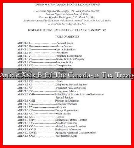 Article Xxix B Of The Canada-us Tax Treaty Article Xxix B Of The Canada-us Tax Treaty
