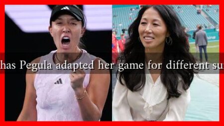 How has Pegula adapted her game for different surfaces