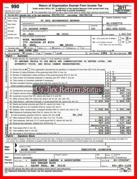 Us Tax Return Status