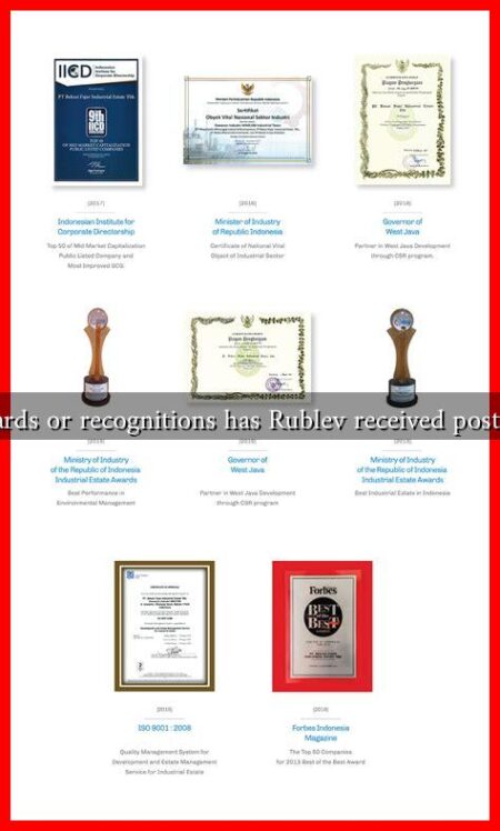 What awards or recognitions has Rublev received posthumously