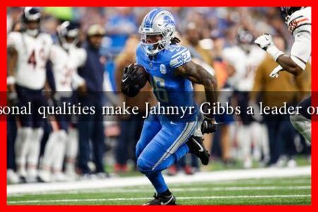 What personal qualities make Jahmyr Gibbs a leader on the field