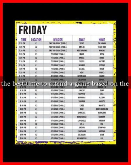 When is the best time to attend a game based on the schedule