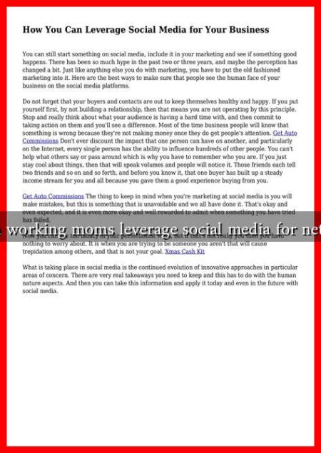 How can working moms leverage social media for networking