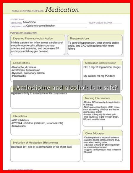 Amlodipine and alcohol: Is it safe? Amlodipine and alcohol: Is it safe?