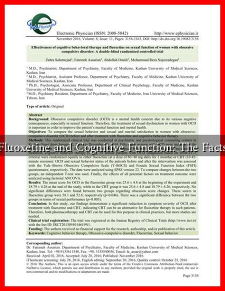 Fluoxetine and Cognitive Function: The Facts