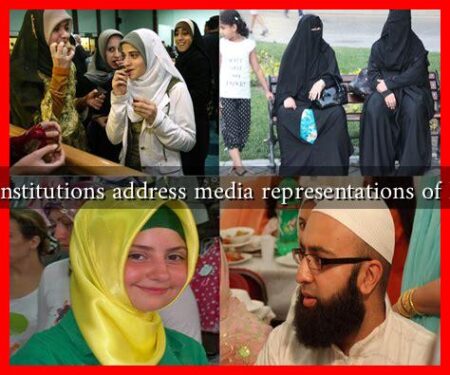 How do educational institutions address media representations of hijab-wearing women