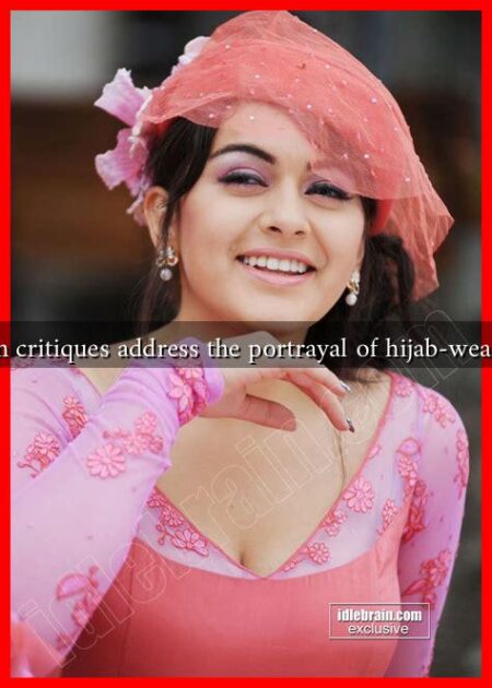 How do film critiques address the portrayal of hijab-wearing women