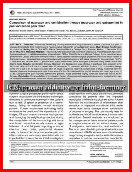 Is Naproxen addictive or habit-forming? Is Naproxen addictive or habit-forming?