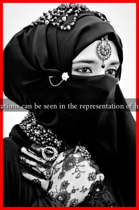 What cultural implications can be seen in the representation of hijab-wearing women