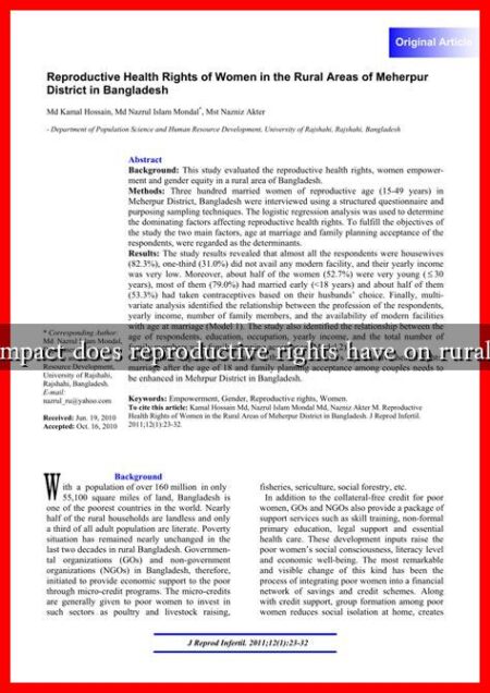 What impact does reproductive rights have on rural areas?