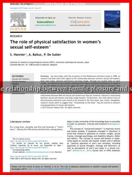 What is the relationship between female pleasure and self-esteem What is the relationship between female pleasure and self-esteem