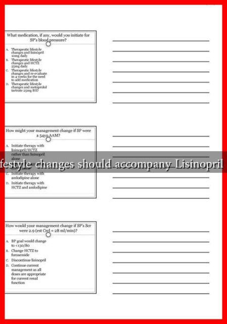 What lifestyle changes should accompany Lisinopril therapy