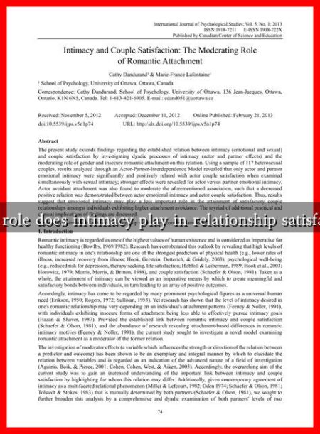 What role does intimacy play in relationship satisfaction