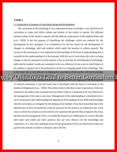 Can Evaluating by Objectives Lead to Better Curriculum Development? Can Evaluating by Objectives Lead to Better Curriculum Development?