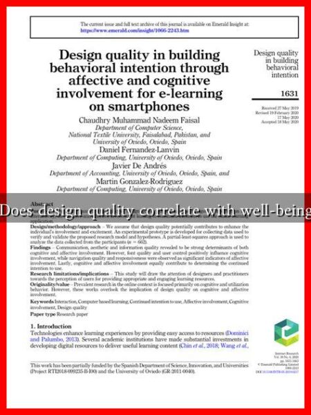 Does design quality correlate with well-being