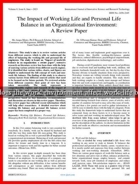 How does the work environment affect work-life balance