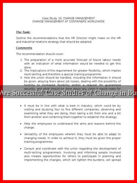 What Are Successful Case Studies of Change in Business? What Are Successful Case Studies of Change in Business?