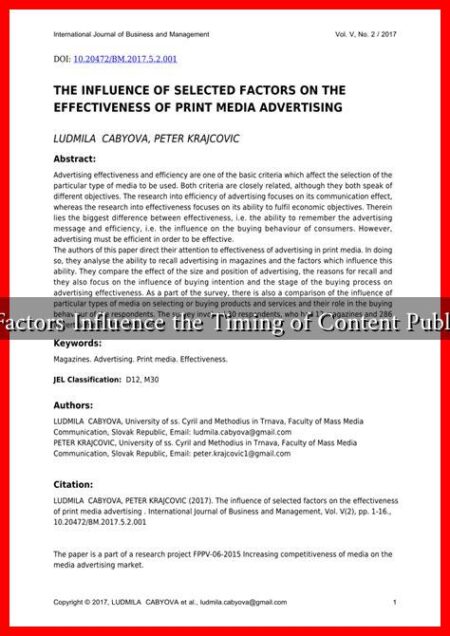 What Factors Influence the Timing of Content Publication What Factors Influence the Timing of Content Publication