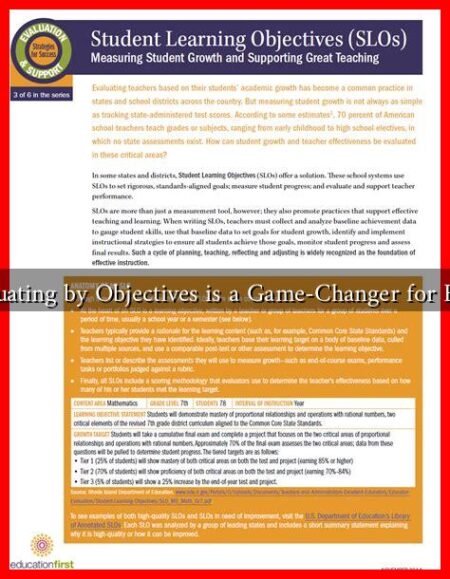 Why Evaluating by Objectives is a Game-Changer for Education? Why Evaluating by Objectives is a Game-Changer for Education?