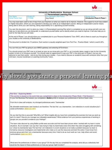 Why should you create a personal learning plan